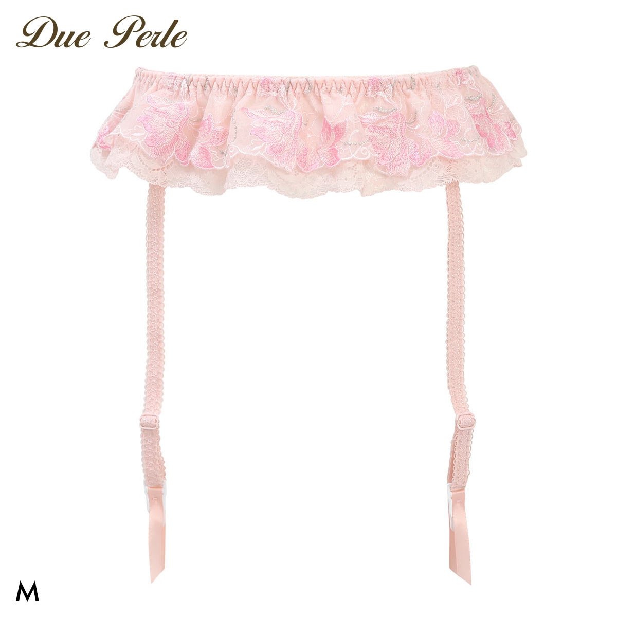 ドゥペルル リリーフロレッタ ガーターベルト ランジェリー DuePerle(PI-ピンク-M)
