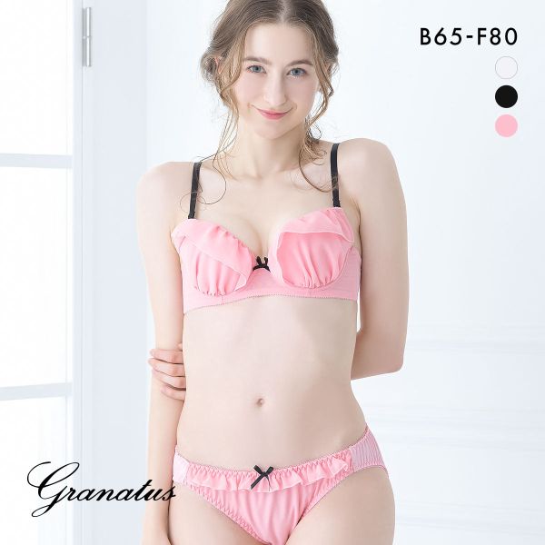 グラナティス ジョーゼットフリルブラセット ブラジャー ショーツ セット BCDEF パッド付 盛胸 ボリュームアップ プチプラ