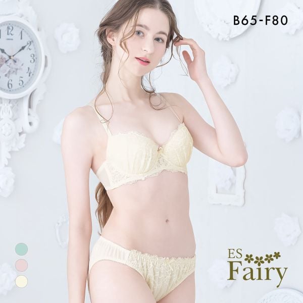 イーエスフェアリー ガーリーレース ブラセット BCDEF 盛り胸 谷間 ブラジャー ショーツ セット 大きいサイズ プチプラ ES Fairy