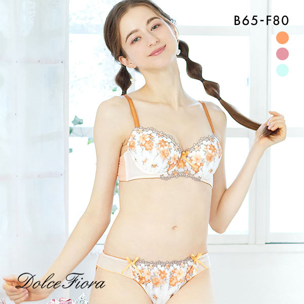 ドルチェフィオラ Dolce Fiora シュガーフラワー ブラセット BCDEF ブラジャー ショーツ セット 大きいサイズ ソフトワイヤー やさしい