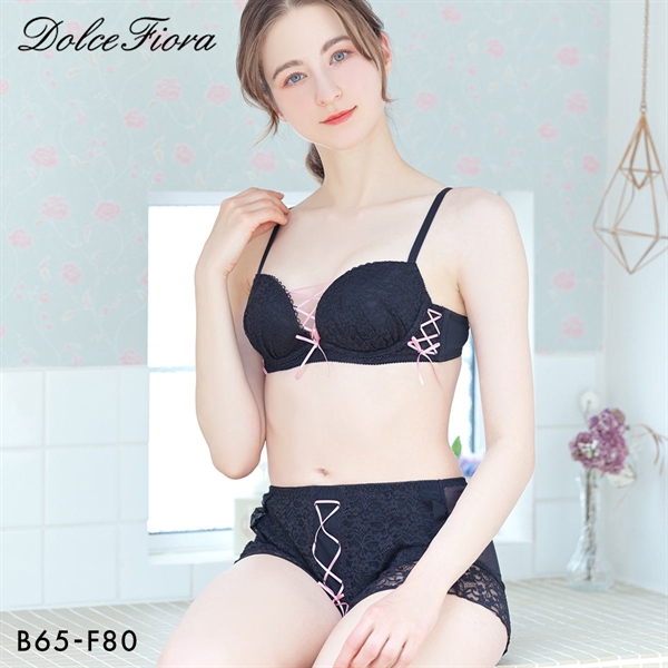 ドルチェフィオラ レースアップファンシー ブラセット BCDEF ソフトワイヤー 編み上げリボン ブラジャー ショーツ セット Dolce Fiora