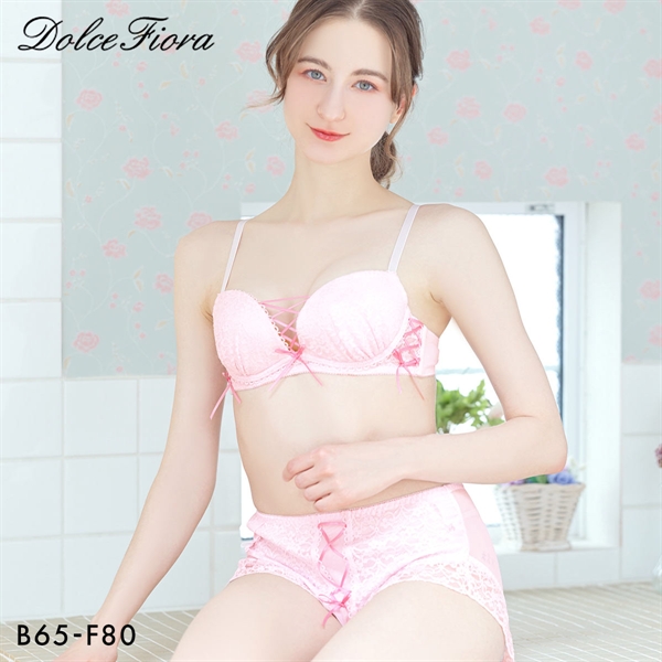 ドルチェフィオラ レースアップファンシー ブラセット BCDEF ソフトワイヤー 編み上げリボン ブラジャー ショーツ セット Dolce Fiora
