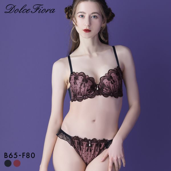 ドルチェフィオラ シアーロリータ ブラセット BCDEF 大きいサイズ ソフトワイヤー ブラジャー ショーツ セット Dolce Fiora