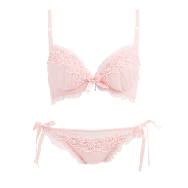 ピーカーブー×白鳩 別注 ケミカルレース ブラジャー ショーツ セット 紐パンツ