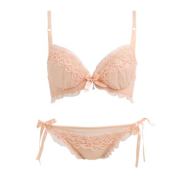 ピーカーブー×白鳩 別注 ケミカルレース ブラジャー ショーツ セット 紐パンツ