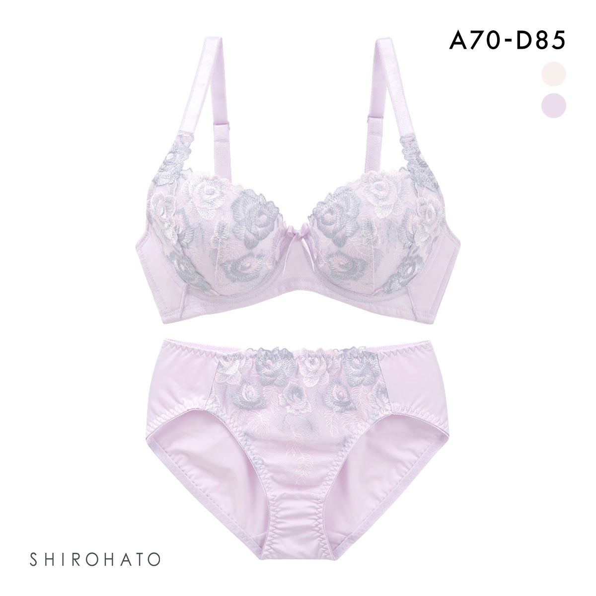 脇流れホールド体験 ブラジャー ショーツ セット ABCD 脇高 脇肉 アンダー大きいサイズ グラマー 谷間 着やせ アンチエイジング(LV-ラベンダー-A70-M)