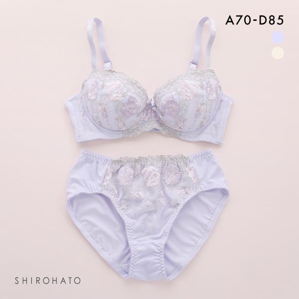 段差すっきり体験 クラシカルローズ刺繍 ブラジャー ショーツ セット ABCD70-85 グラマー 脇高 脇肉 着やせ ブラセット