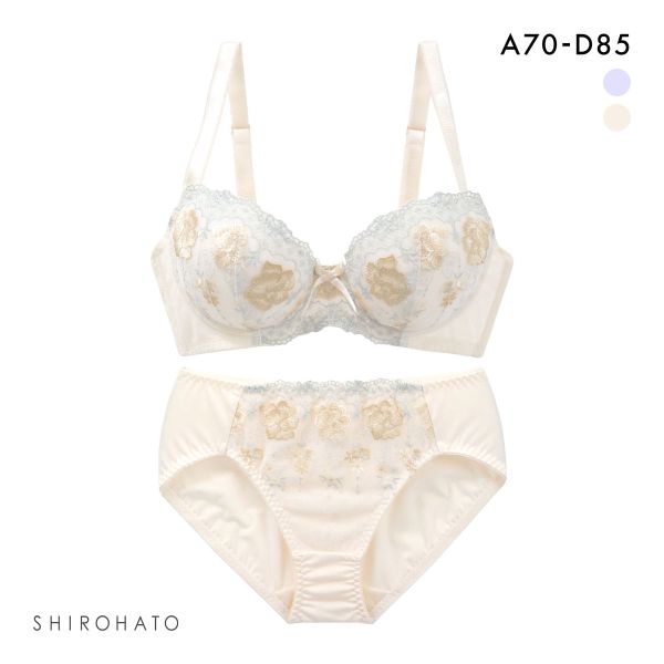 段差すっきり体験 クラシカルローズ刺繍 ブラジャー ショーツ セット ABCD70-85 グラマー 脇高 脇肉 着やせ ブラセット