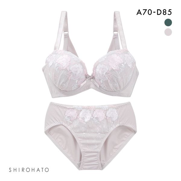 うしろ姿美 うっとり体験 フラワー刺繍 ブラジャー ショーツ セット ABCD70-85 ブラセット 脇高 脇肉 着やせ 背中すっきり