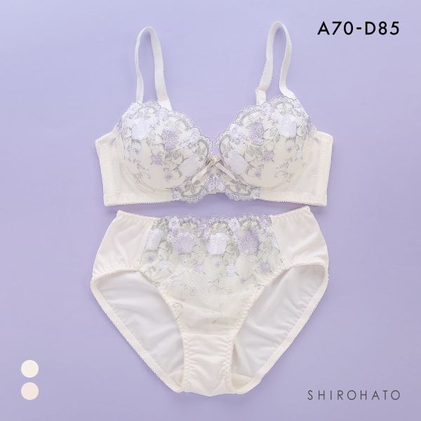 段差すっきり体験 安心脇高 アーチローズ刺繍 ブラジャー ショーツ セット ABCD70-85 脇高 脇肉 アンダー大きいサイズ グラマー 谷間 着やせ