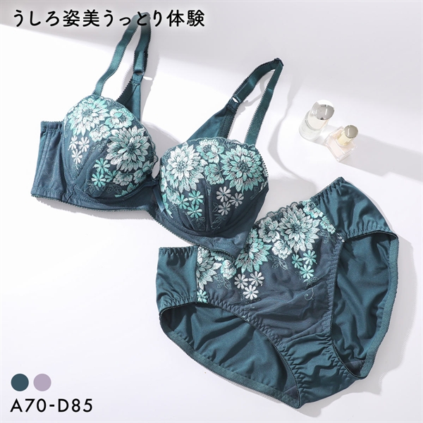 うしろ姿美 うっとり体験 すっきり美背中 ブラジャー ショーツ セット ABCD 脇高 脇肉 アンダー大きいサイズ グラマー 谷間 着やせ