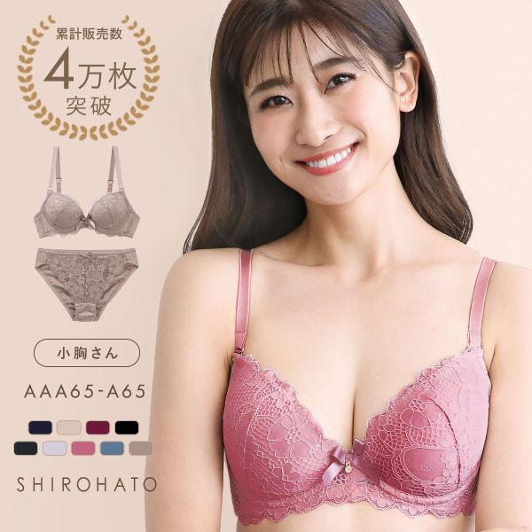 フェミニンレース ブラジャー ショーツ セット AAA･AA･A 小さいサイズ プチ胸サイズ 総レース