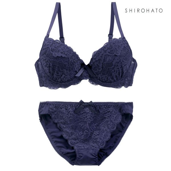 ソニアブラック SONIA black 花柄スカラップレース リボン ブラジャー ショーツ セット DE 大きいサイズ