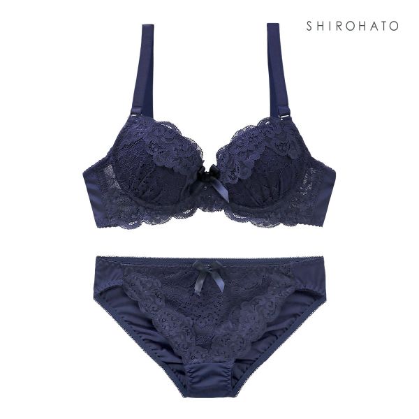 ソニアブラック SONIA black 花柄スカラップレース リボン ブラジャー ショーツ セット AAA･AA･A 小さいサイズ プチ胸 総レース