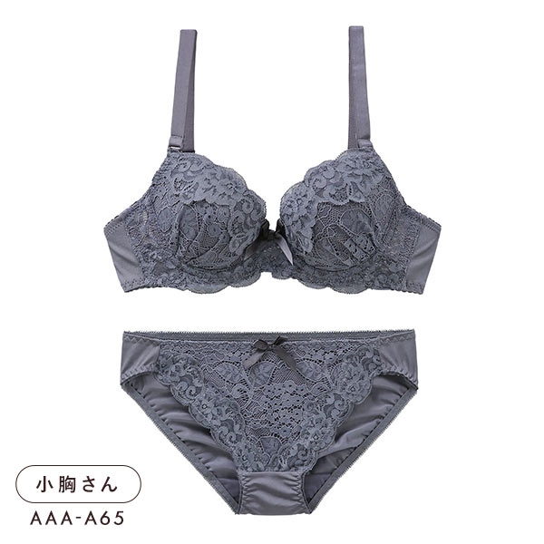 ソニアブラック SONIA black 花柄スカラップレース リボン ブラジャー ショーツ セット AAA･AA･A 小さいサイズ プチ胸 総レース