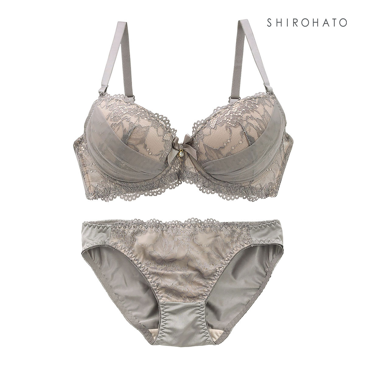 ソニアブラック SONIA BLACK シアーレース ブラジャー ショーツ セット ABCD(GY-グレー-A70-M)