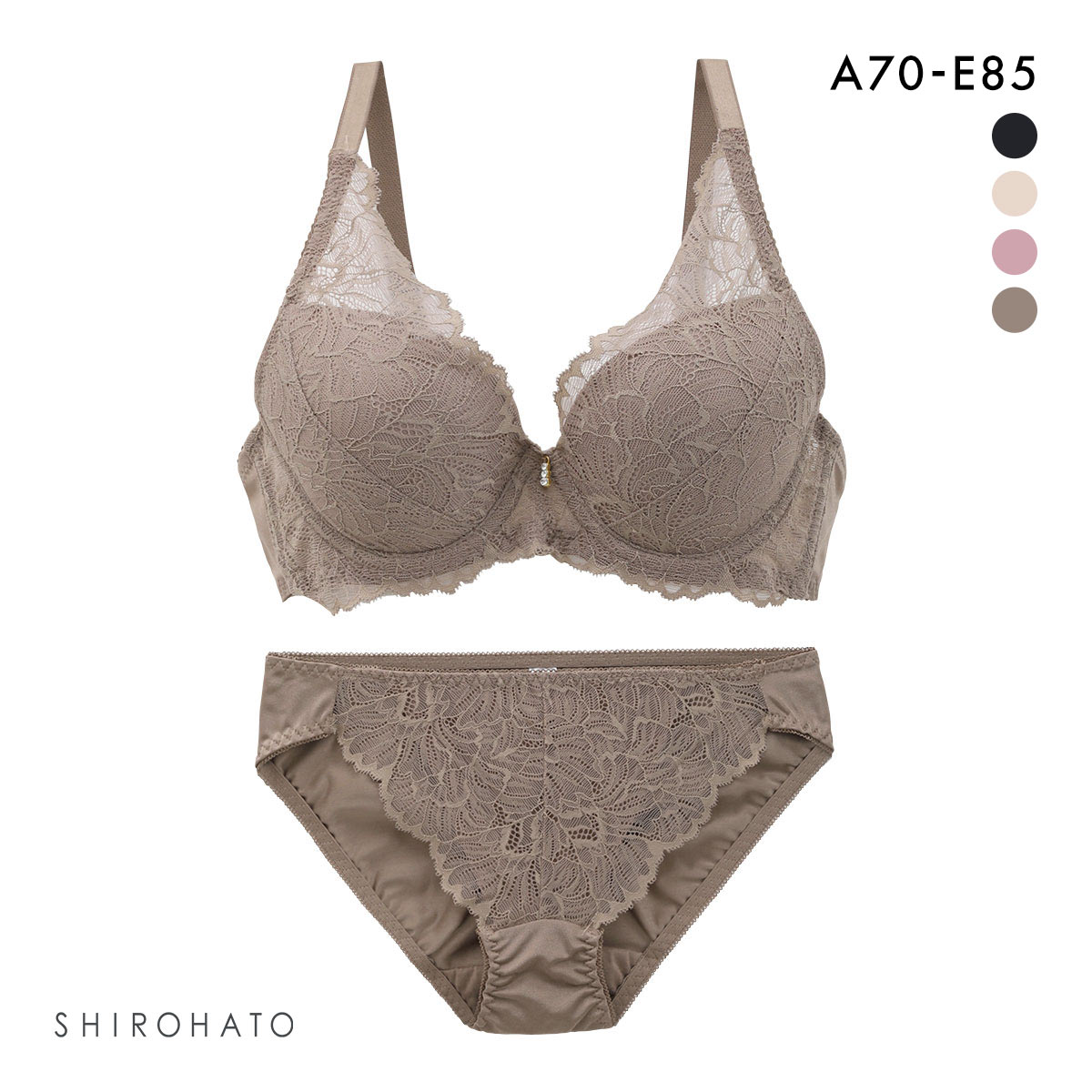 ソニアクラブ SONIA CLUB レース ブラジャー ショーツ セット ABCD(BR-ブラウン-A70-M)