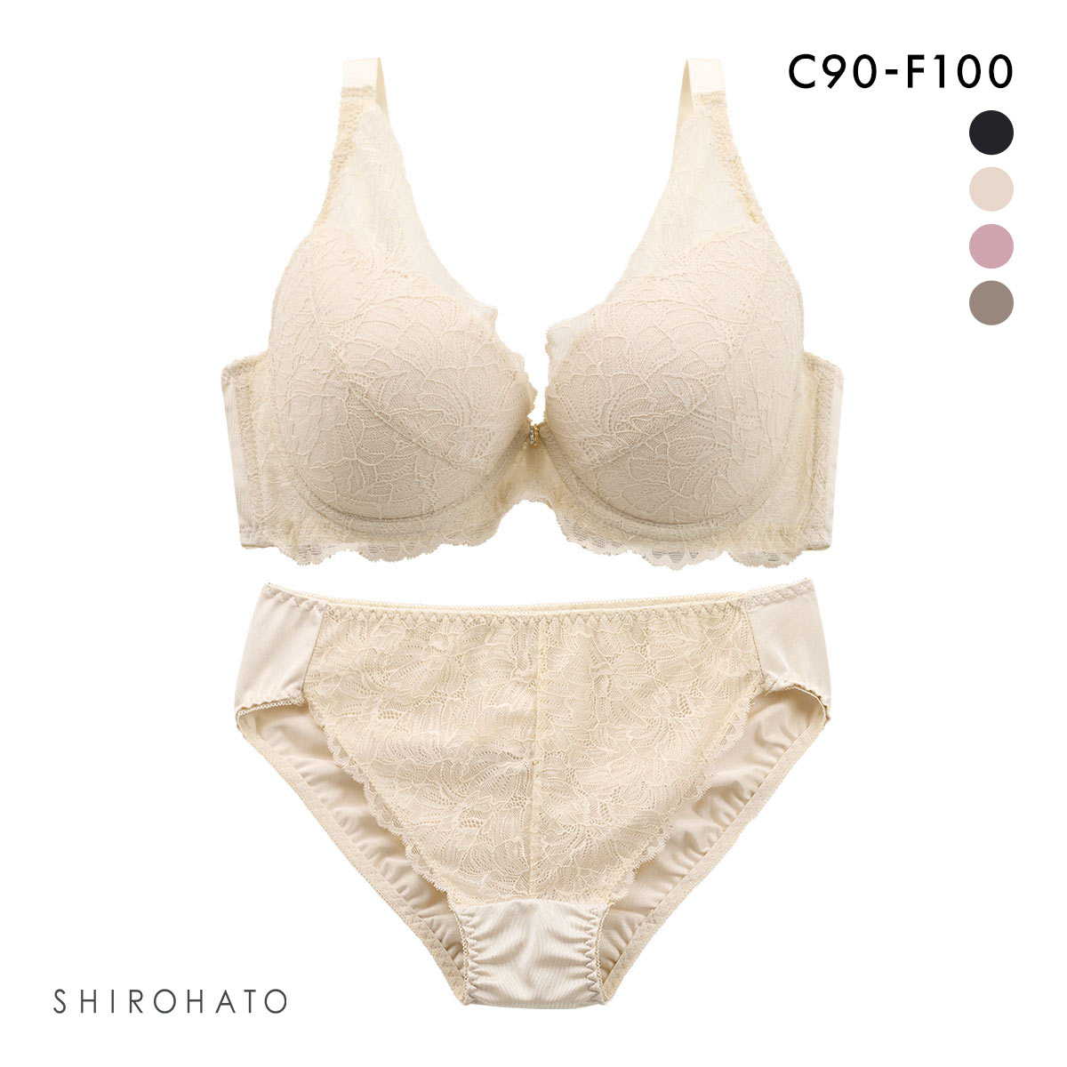 ソニアクラブ SONIA CLUB レース ブラジャー ショーツ セット CDEF アンダー大きいサイズ(BE-ベージュ-C90-3L)