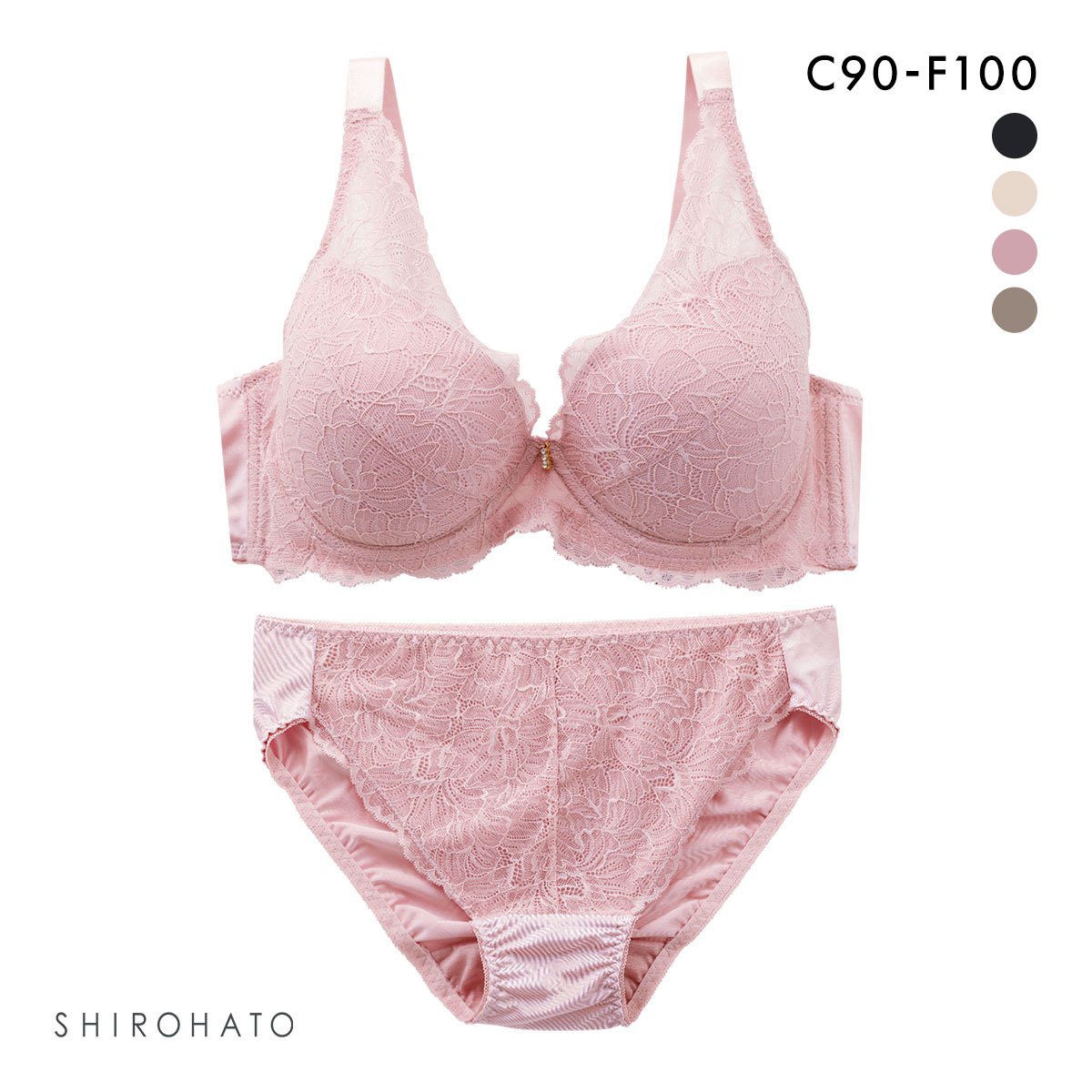 ソニアクラブ SONIA CLUB レース ブラジャー ショーツ セット CDEF アンダー大きいサイズ(PI-ピンク-C90-3L)