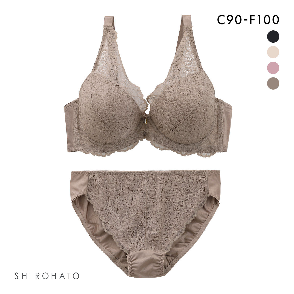 ソニアクラブ SONIA CLUB レース ブラジャー ショーツ セット CDEF アンダー大きいサイズ(BR-ブラウン-C90-3L)