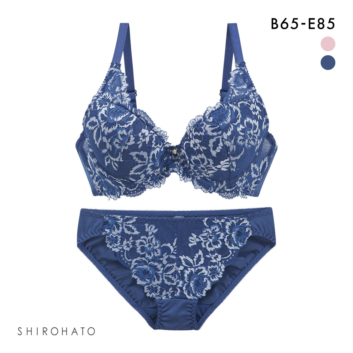 ソニアブラック ソフィア ブラジャー ショーツ セット BCDE Wパッド 盛り胸 谷間 大きいサイズ ブラセット SONIA BLACK(NV-ネイビー-B65-M)