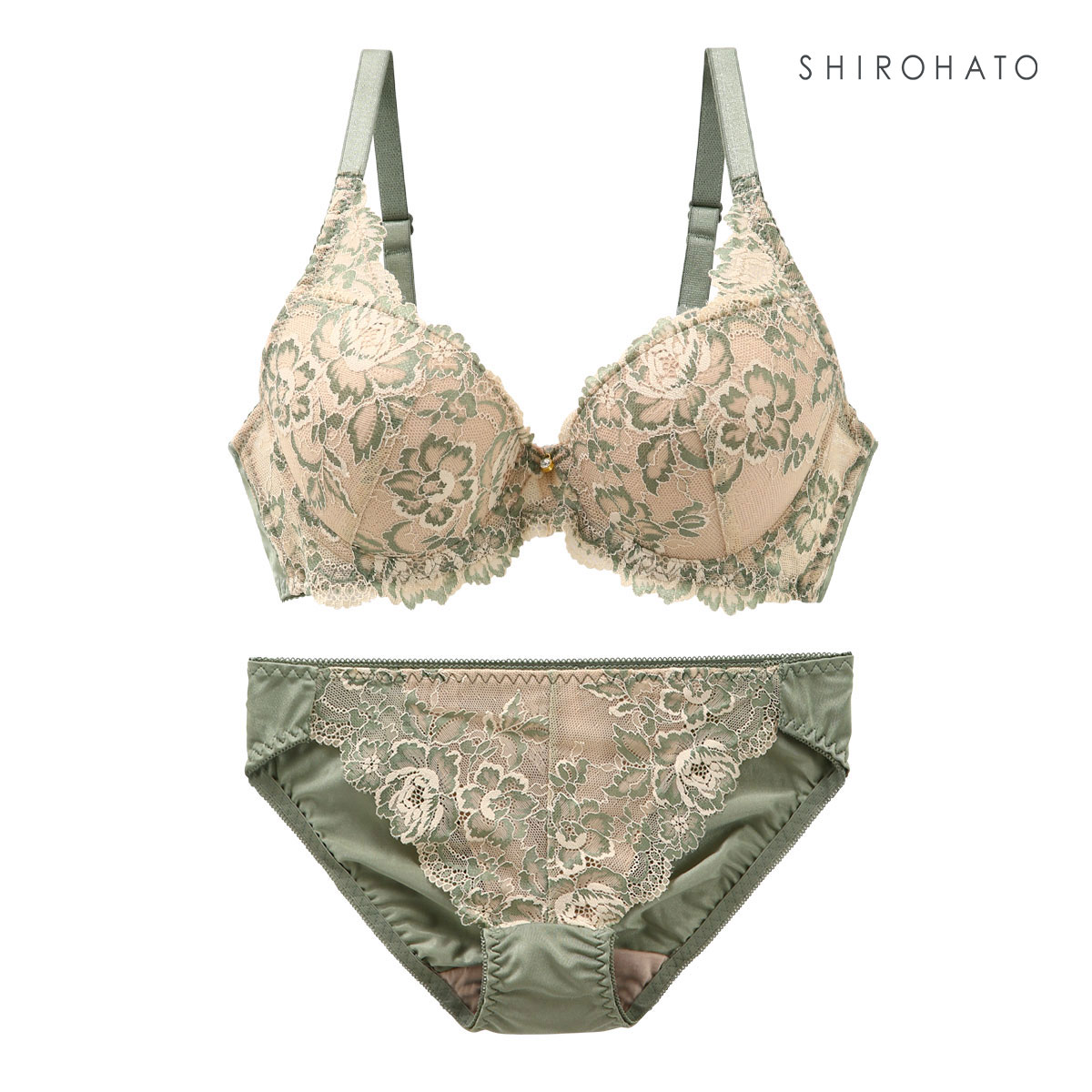 ソニアクラブ SONIA CLUB エレガントレース ブラジャー ショーツ セット AAA･AA･A 小さいサイズ プチ胸(GR-グリーン-AAA65-M)