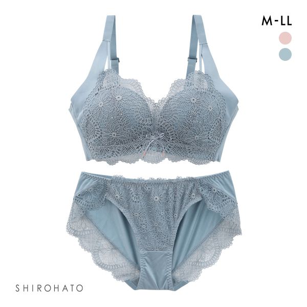 メルトココ 谷間キープ ふわとろカップ プランジノンワイヤーブラ ブラセット 脇スッキリ ブラジャー ショーツ セット