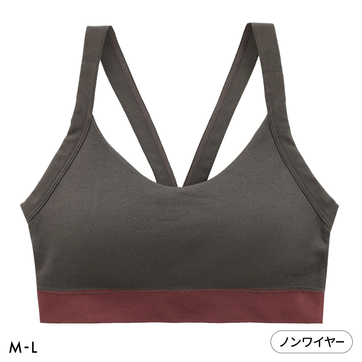 ポフ 成型丸編み ノンワイヤーブラジャー M L スポーツブラ おやすみブラ ナイトブラ リラックス ハーフトップ ワイヤレス ヨガ(CGY-チャコールグレー-M)