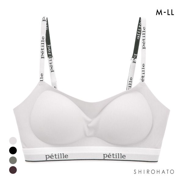 ポフ ロゴテープ スポーティブラ M L LL ノンワイヤーブラ ブラジャー ハーフトップ Pofu ひびきにくい なめらか