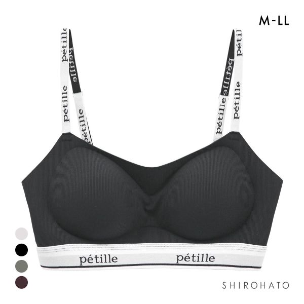 ポフ ロゴテープ スポーティブラ M L LL ノンワイヤーブラ ブラジャー ハーフトップ Pofu ひびきにくい なめらか