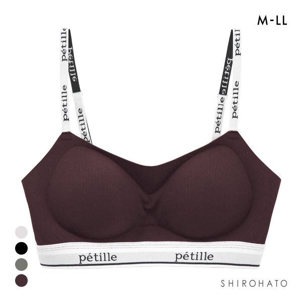 ポフ ロゴテープ スポーティブラ M L LL ノンワイヤーブラ ブラジャー ハーフトップ Pofu ひびきにくい なめらか