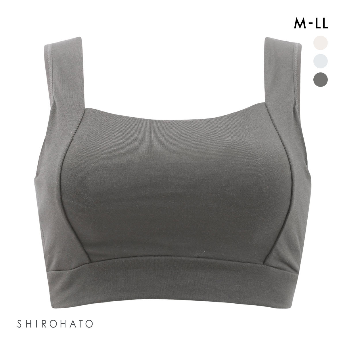 ねるねん おやすみブラ ナイトブラ シルク混 リラックス 横流れしない ブラジャー ノンワイヤー ハーフトップ 単品(CGY-チャコールグレー-M)