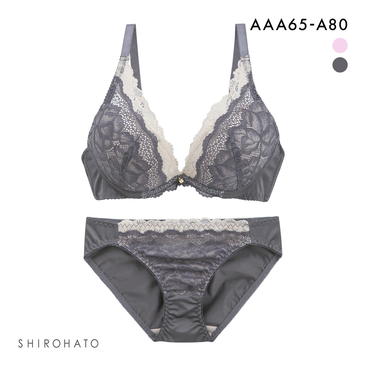 ソニアブラック キャサリン ブラジャー ショーツ セット AAA AA A 小さいサイズ プチ胸 SONIA BLACK ブラセット(CGY-チャコールグレー-AAA65-M)
