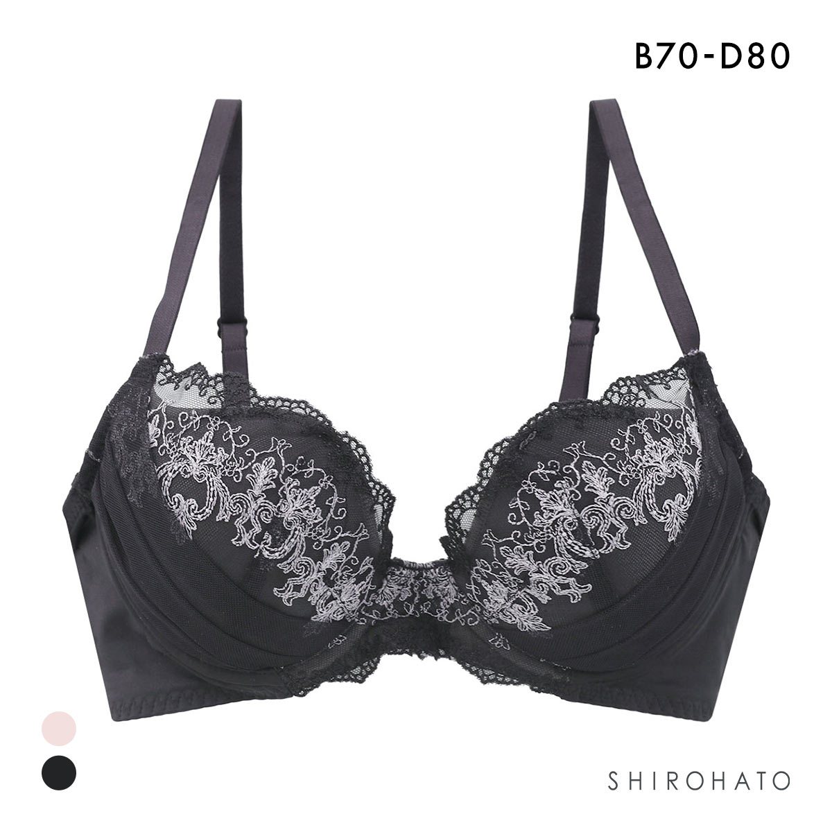 ビューティーアシスト さわやか軽量 薄くて軽いノンワイヤーブラ 3/4カップブラジャー BCD 脇高 美胸 ソフトワイヤー Beauty Asist(BK-ブラック-B70)