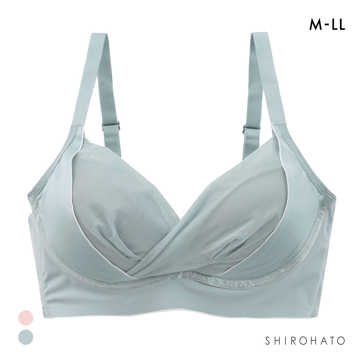 ビューティーアシスト ふんわりフィット 細見せノンワイヤーブラ  M L LL ワイヤレス すっきり 脇高 美胸 Beauty Asist(BG-ブルーグリーン-M)