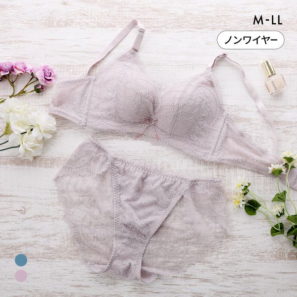 メルトココ 谷間キープ ふわとろカップ プランジノンワイヤーブラ ブラセット 脇スッキリ ブラジャー ショーツ セット 脇高