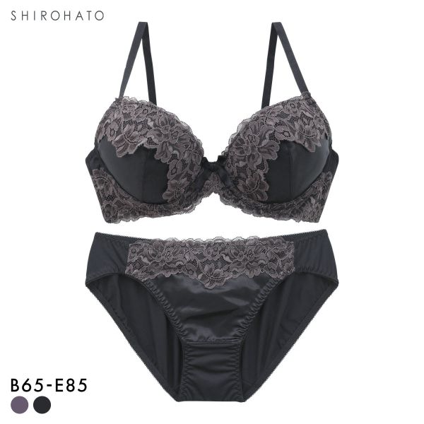 ソニアブラック シルキーサテン ブラセット BCDE アンダー大きいサイズ グラマー SONIA BLACK ブラジャー ショーツ セット