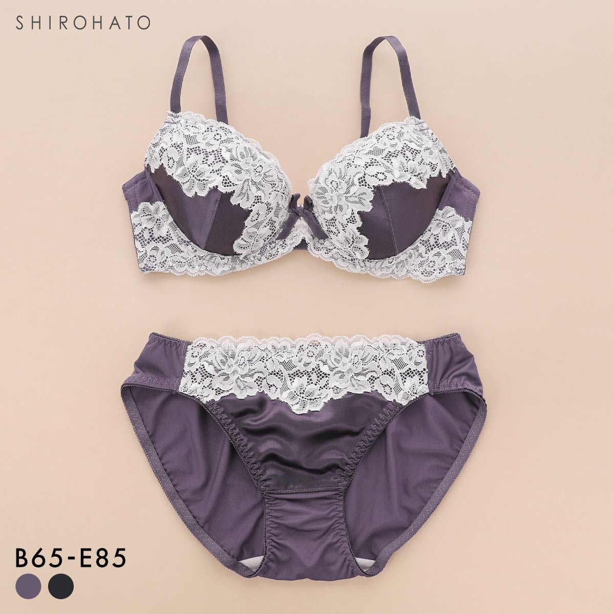 ソニアブラック シルキーサテン ブラセット BCDE アンダー大きいサイズ グラマー SONIA BLACK ブラジャー ショーツ セット