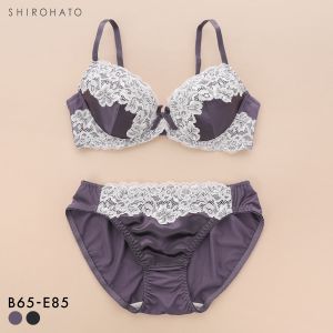 ソニアブラック シルキーサテン ブラセット BCDE アンダー大きいサイズ グラマー SONIA BLACK ブラジャー ショーツ セット