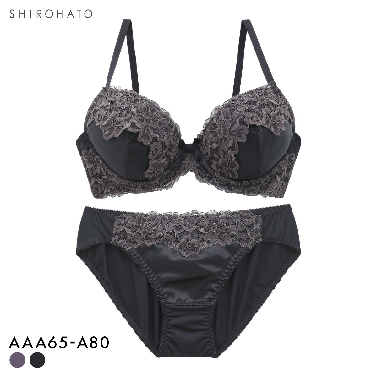 ソニアブラック シルキーサテン ブラセット AAA AA A 小さいサイズ シンデレラサイズ 小胸 SONIA BLACK ブラジャー ショーツ セット(BK-ブラック-AAA65-M)