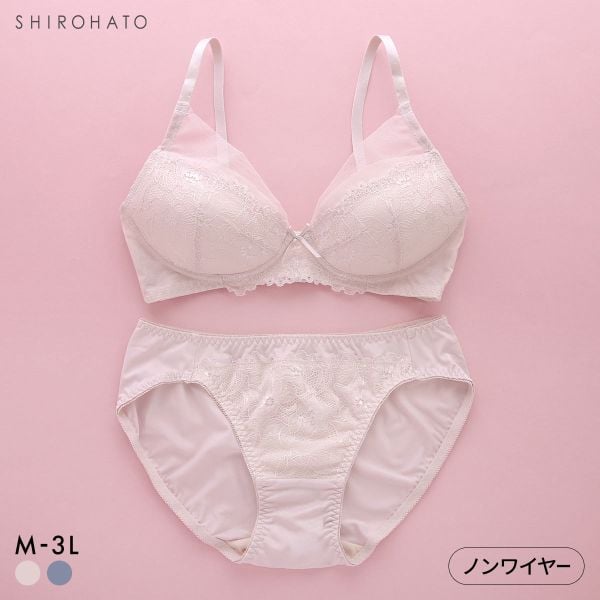 ソニアブラック シアーレイヤード ノンワイヤーブラセット M L LL 3L パッド入り 軽い 快適 ブラジャー ショーツ 大きいサイズ