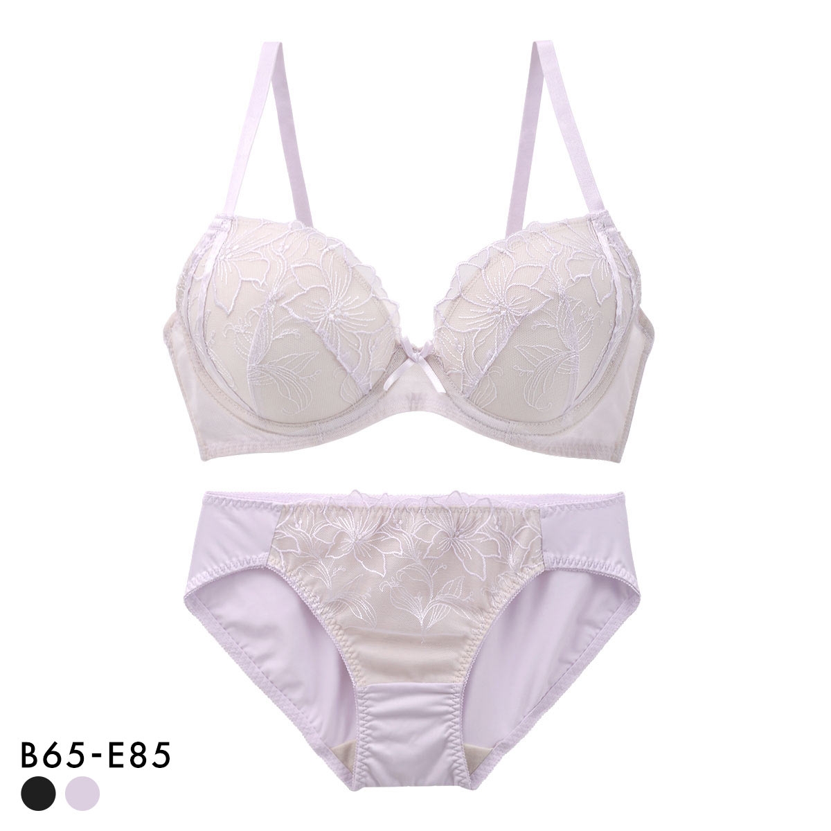 ソニアブラック クリスティーナ ブラセット BCDE アンダー大きいサイズ グラマー SONIA BLACK ブラジャー ショーツ セット(LV-ラベンダー-B65-M)