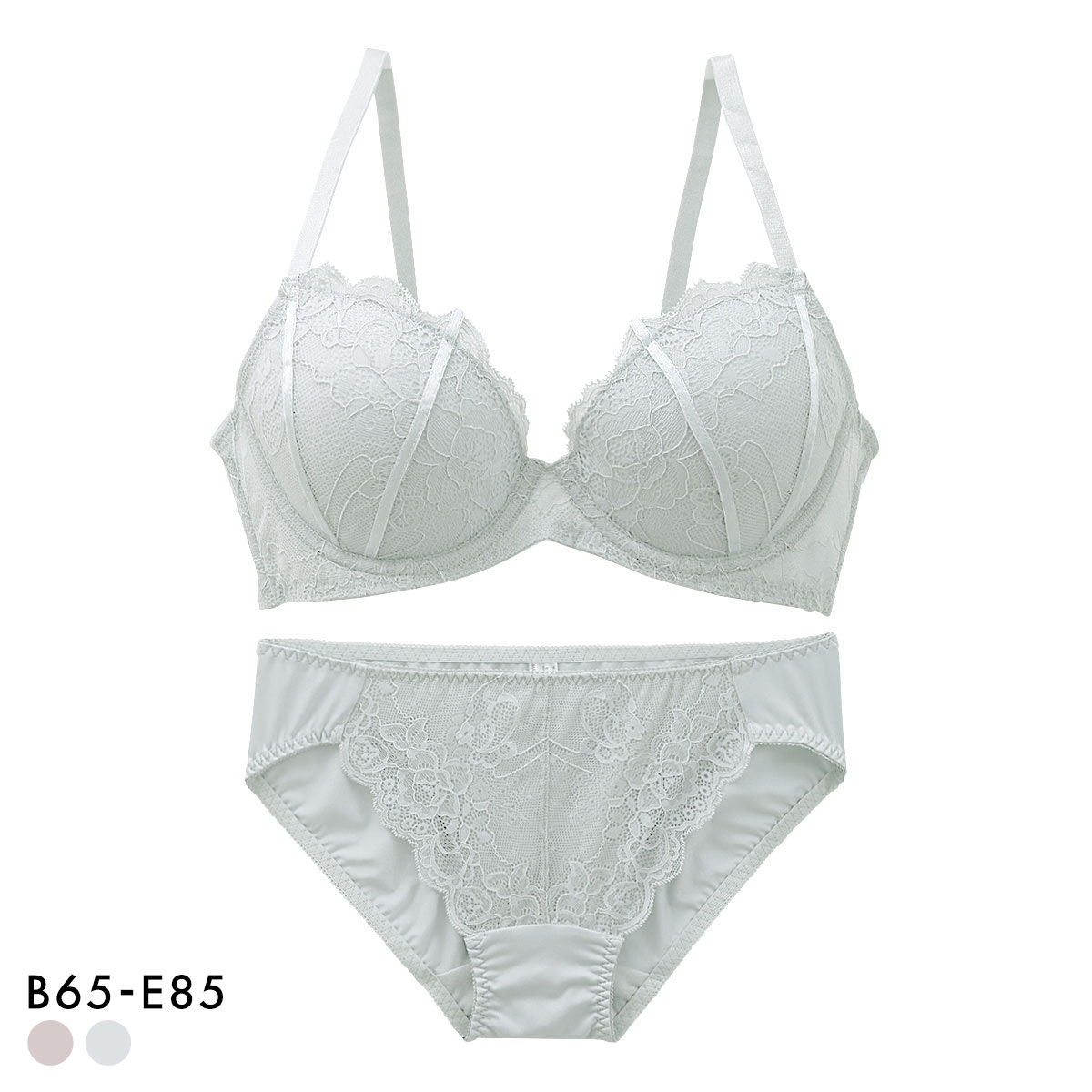 ソニアブラック ゼシリア ブラセット BCDE アンダー大きいサイズ グラマー SONIA BLACK ブラジャー ショーツ セット(GY-グレー-B65-M)