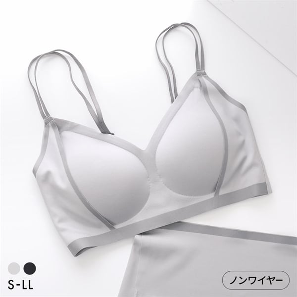 ポフ スポーティー ブラ M L LL ふわもち ノンワイヤーブラ バイカラー ブラジャー 大きいサイズ シームレス POFU