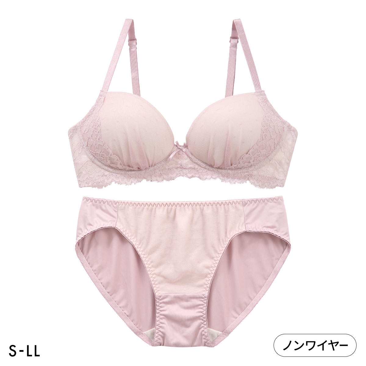 ソニアブラック ロッティ ノンワイヤーブラセット S M L LL パッド入り ブラジャー ショーツ 大きいサイズ(PI-ピンク-S／S)