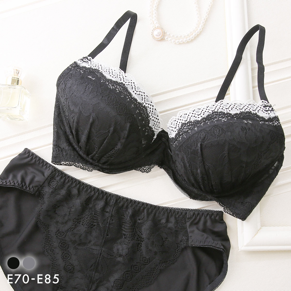 ソニアブラック ライラ ブラセット E 大きいサイズ アンダー大きいサイズ グラマー ブラジャー ショーツ セット SONIA BLACK