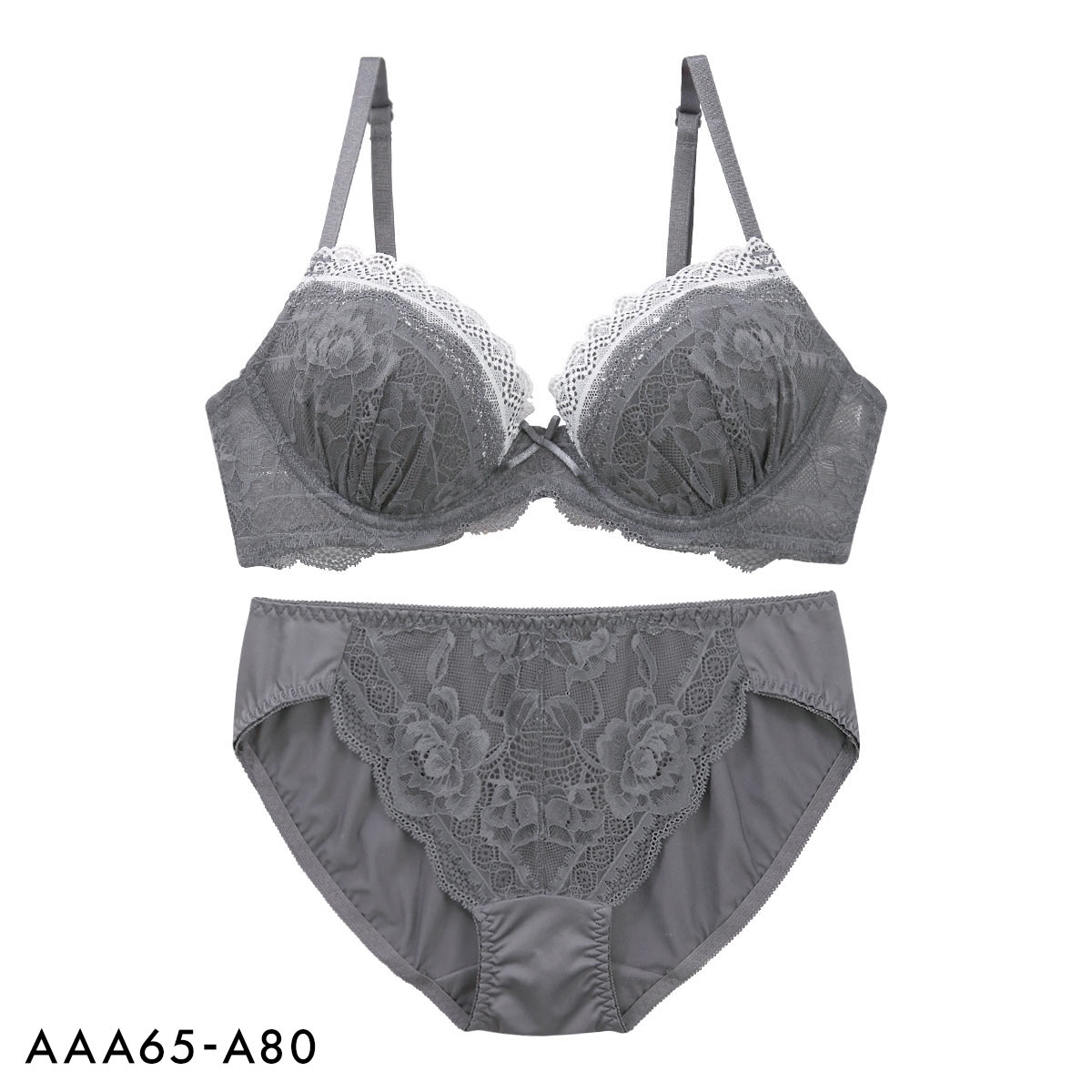 ソニアブラック ライラ ブラセット AAA AA A 小さいサイズ シンデレラサイズ 小胸 ブラジャー ショーツ セット SONIA BLACK(CGY-チャコールグレー-AAA65-M)