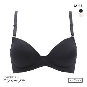 PT-bra ノンワイヤーブラジャー ABCD 3/4カップ シンプル ひびきにくい Tシャツブラ 盛りブラ 脇高 谷間