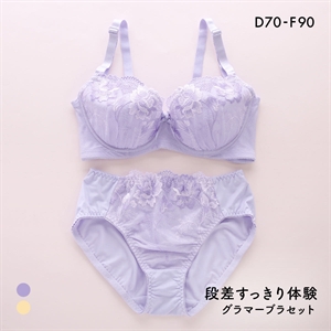 段差すっきり体験 クラシカルローズ グラマーブラセット DEF70-90 アンダアンダー大きいサイズ ブラジャー ショーツ セット