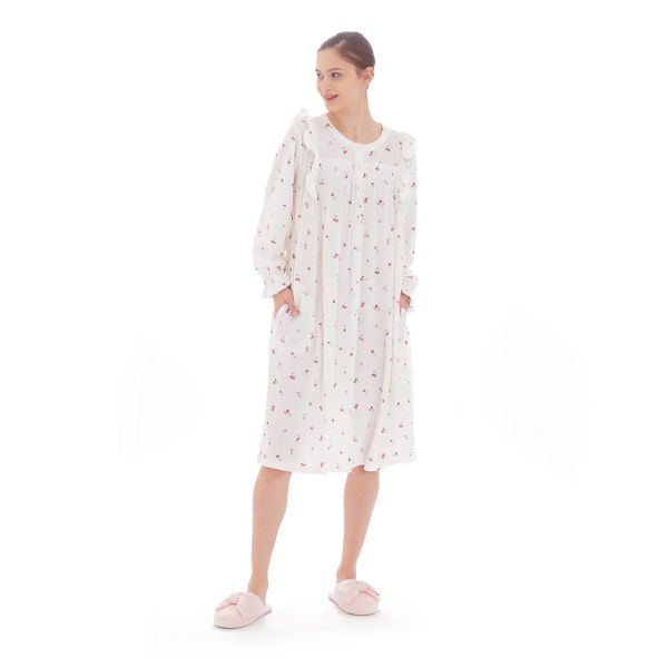 ナルエー NARUE パジャマ ミルキー接結チェリーワンピース ルームウェア 長袖 レディース